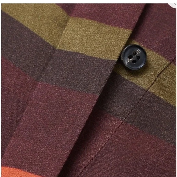 Lafayette 148 Prisha Autumn Sheen Rust Stripe Tunic Blouse Size Small - Picture 7 of 17